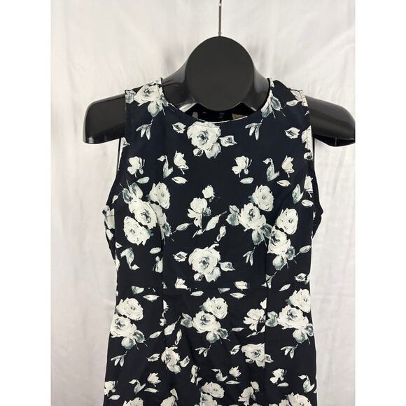 Vintage Black White Floral Slip Dress 90's Y2K Sleeveless Flowy Timeless Tickets - Picture 7 of 10